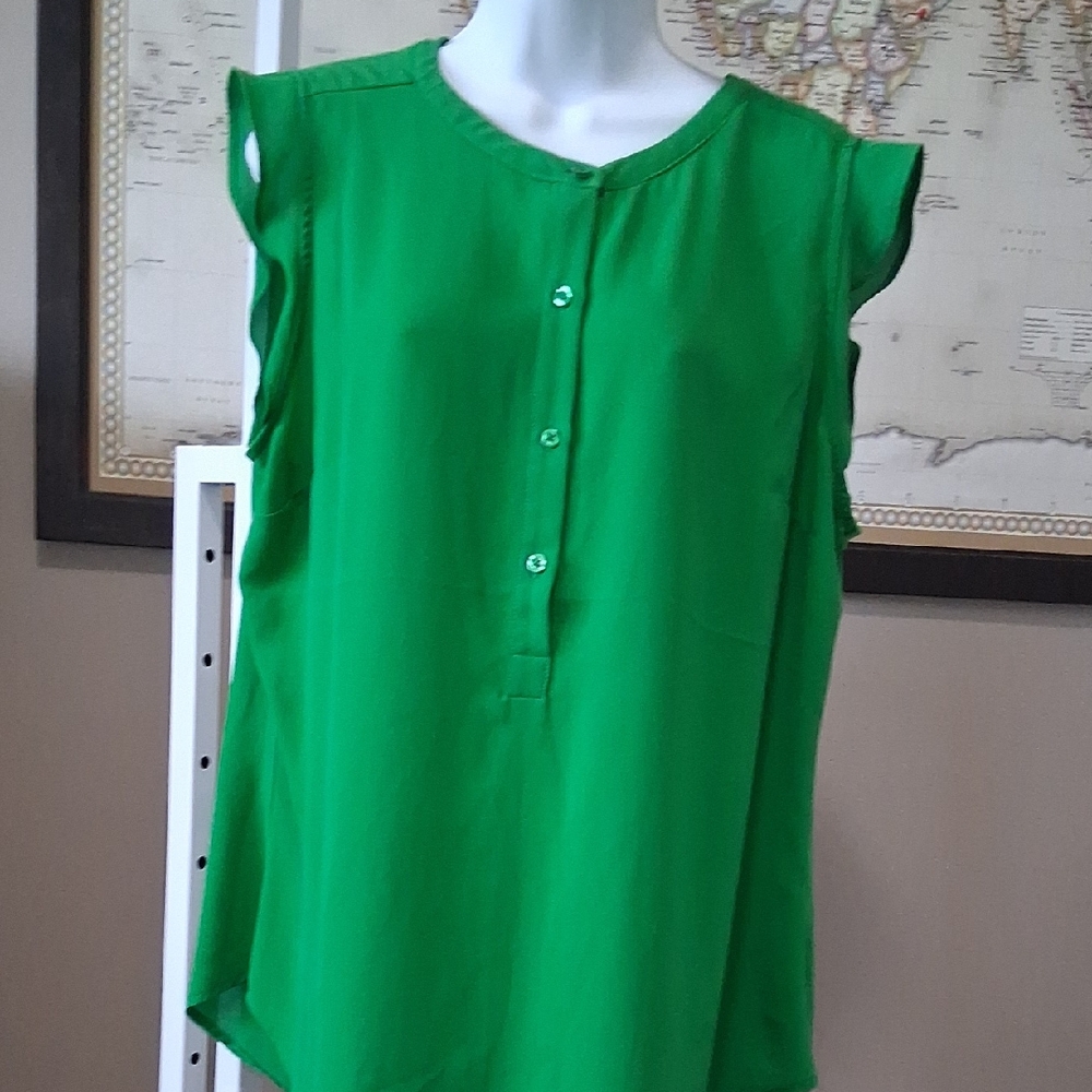 NY & Co. Women's Green Sleeveless Top Size XL